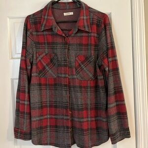 Women's Red and Gray Plaid Shirt